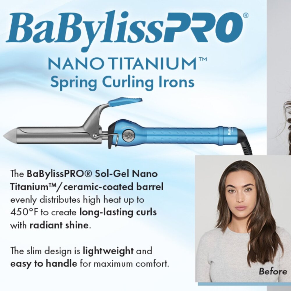 BaByliss PRO Nano Titanium Spring Curling Iron 1.5"